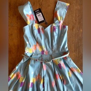 Modcloth and Collectif Blue Jill  Rainbow Cats Swing Dress